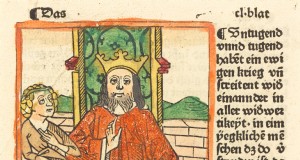 Венценосный мужчина на троне с Богородицей, стоящей слева, c. 1479 