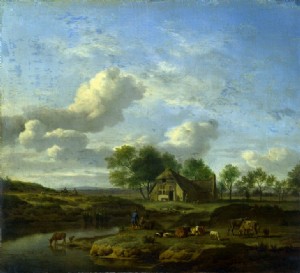 Adriaen van de Velde – Un paysage avec une ferme au bord d un ruisseau