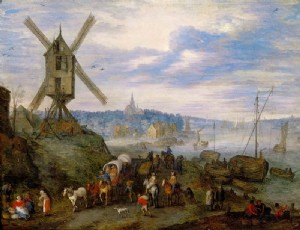 Jan Brueghel el viejo - Puerto con molino de viento